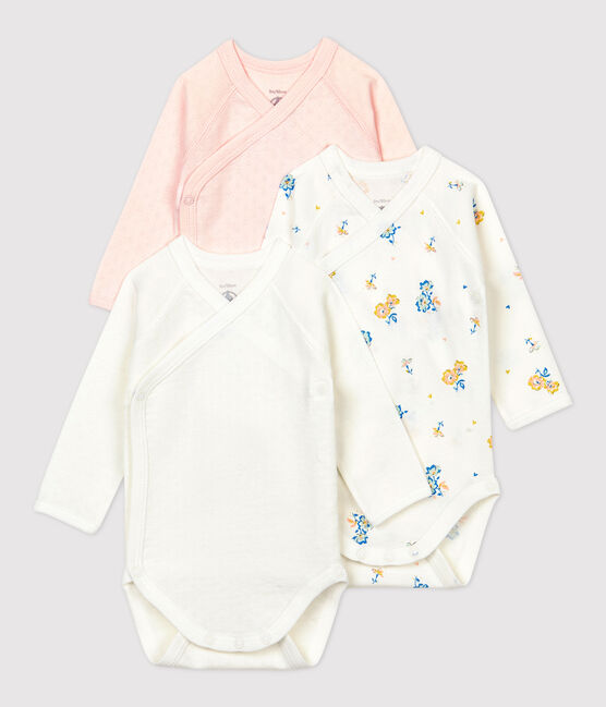 Babies' Long-Sleeved Wrapover Organic Cotton Bodysuits - 3-Pack variante 1